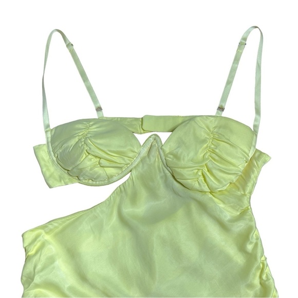 For Love & Lemons Yellow Ruched Rana Mini Dress US S - Picture 5 of 12